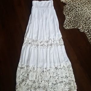 White lace maxi halter dress